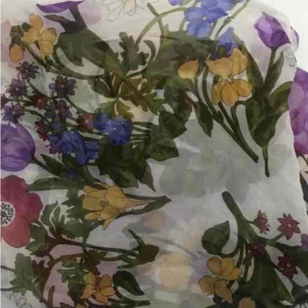 Silk Floral Print Scarf Multi Color